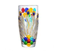 Unique Hand Painted Colorful Peacock Shaped Crystal Glass Vase 28CM (Colorful)