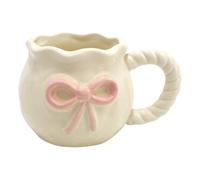 Unique Handcrafted Ceramic Coffee Mug with Bows Accent Water Drinking Cup Kitchen Dining Decoration for Daily Use Girls Gift Ceramic Coffee Mug with Bows