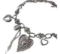 Unique Handcrafted Statement Pieces Necklace Combining Vintage Heart Charm and Flowing Strands Traditional Charm Necklace