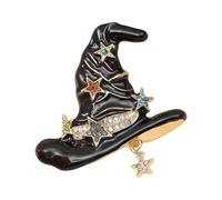 Unique Handcrafted Witch Hat Pin Brooch with Intricate Star Patterns Great As Gift Mystical Chest Ornament Halloween Costume Jewellery