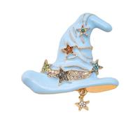 Unique Handcrafted Witch Hat Pin Brooch with Intricate Star Patterns Great As Gift Mystical Chest Ornament Halloween Costume Jewellery