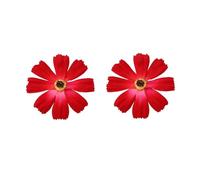 Unique Handmade Bohemian Large Daisy Flower Stud Earrings Fabric floral Stud Earrings For Women Statement Wedding Holiday Jewelry Gifts, Zinc, No Gemstone