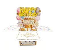 Unique Happy Birthday Pop Up Cards, Surprising 3D Birthday Card with Envelope and Blank Notecard, Decorative Gift for Birth Anniversary, Birthday Gift Card for Family and Friend