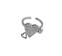 Unique Heart Bow Statement Ring for Women Hanging Love Hearts Hollow Out Star Ribbon Bowknot Adjustable Open Wedding Engagement Promise Rings Comfort Fit Dainty Finger Band Birthday Valentine Jewelry
