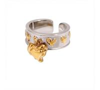 Unique Heart Dangle Statment Ring Stainless Steel Embossed Love Hearts Halo Open Stacking Rings Engagement Anniversary Eternity Band Comfort Fit Dainty Jewelry for Women Her Valentine's Day Size 6-8