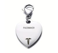 Unique Heart-Shaped Medical ID Pendant Keyring,Stainless Steel Caring Keychain,Keyring for Critical Illness Patients (Pacemaker)