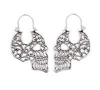 Unique Hollow Skull Flower Dangle Earrings, Halloween Party Jewellery Gift for Women - Antique SilverDurability