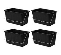 UNIQUE HOME LIVING 15 Litre Large Paint Bucket Set of 4, Plastic Paint Scuttle with Metal Handle, Heavy Duty Roller Liners Container Painting Decorator, DIY Tool, Suitable For Up To 12" Rollers
