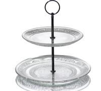 UNIQUE HOME LIVING 2-Tier Cake Stand, Round Glass Cupcake Display Stand for Afternoon Tea Wedding Birthday Party Tableware, Dessert Fruit Plates Cake Serving Platter