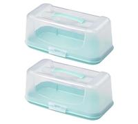 UNIQUE HOME LIVING 2pcs Cake Carrier with Handle, Portable Rectangular Cake Container for 12 Inch Cakes, BPA-Free Plastic Storage Box for Cakes, Pies, Cupcakes, Desserts, Loafs, Secure Locking Lid