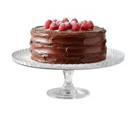UNIQUE HOME LIVING 32cm Glass Cake Stand, Afternoon Tea Birthday Wedding Party Server Tray, Scalloped Edge Glass Fruit Dessert Cupcake Display Stand, Reusable Food Serving Platter Tray