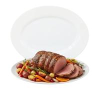UNIQUE HOME LIVING 34.5cm Serving Platters Set of 2 White Oval Serving Plates, 13.5 Inch Large Zenix Glass Platter Dish for Party Food Buffets Appetisers Dessert Snacks, Microwave and Dishwasher Safe
