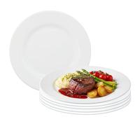 UNIQUE HOME LIVING 6-Piece Classic White Dinner Plates Set, 31cm Zenix Glass Round Dinner Plates, 12.2 inches Large Main Course Plate Dining Serving Dishes Set, Scratch Resistant, Dishwasher Safe