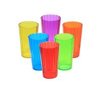 UNIQUE HOME LIVING 600ml Unbreakable Acrylic Tumblers, Set of 6 Reusable Drinking Glasses Tumblers for Water Juice Cocktail, BPA-Free Tall Acrylic Cups, Highball Ridged Design Drinkware - Multicolour