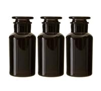 UNIQUE HOME LIVING Apothecary Jar Set of 3 Reagent Bottles, 250ml Black Glass Storage Jars with Lid, Reusable Vintage Refillable Container for Essential Oils, Bath Salts, Lotion, Perfume