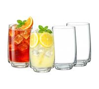 UNIQUE HOME LIVING Aura 4-Piece Highball Drinking Tumbler Glasses Set, 350ml Tall Hi Ball Glasses for Water, Gin, Soda, Juice, Cocktails Drinking Glassware, Microwave & Dishwasher Safe, 11.8oz