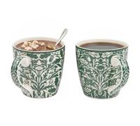 UNIQUE HOME LIVING Breakfast Mug Ceramic, 400ml Coffee Mug with Assorted Design William Morris Acorn, Suitable for Hot Beverages, Choco, Tea Cup with Handle, Dishwasher Safe, 1pc only