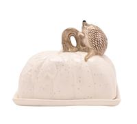 UNIQUE HOME LIVING Butter Dish with Lid, Cream Ceramic Hedgehog Design Butter Dish Container for Fridge and Tabletop Use, Durable, Stain-Resistant