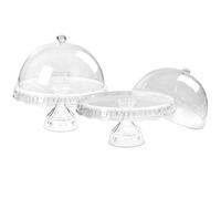 UNIQUE HOME LIVING Cake Stand with Dome Lid Set of 2, 29cm Round Cake Stand with Clear Plastic Dome Cover for Weddings Birthdays Party Afternoon Tea, Muffin Cupcake Desserts Display Plate