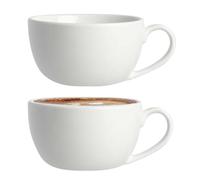 UNIQUE HOME LIVING Cappuccino Cups Set of 2, White Porcelain Cappuccino Cups with Handle, Large 320ml Coffee Mug Set for Cappuccino, Latte, Espresso & Americano, Microwave and Dishwasher Safe