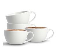 UNIQUE HOME LIVING Cappuccino Cups Set of 4, White Porcelain Cappuccino Cups with Handle, Large 320ml Coffee Mug Set for Cappuccino, Latte, Espresso & Americano, Microwave and Dishwasher Safe
