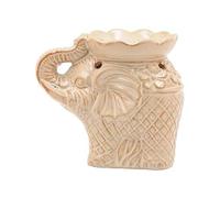 UNIQUE HOME LIVING Ceramic Oil Burner Aroma Diffuser Essential Oil Burner with Tealight Holder, Elephant Aromatherapy Wax Melt Warmer for Spa, Home Fragrance, Office, Bedroom, Relaxation Spaces, Beige