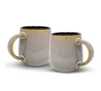 UNIQUE HOME LIVING Coffee Mug Set of 2, 420ml Reactive Glaze Stoneware Coffee Mugs for Hot Drinks, Cocoa Milk Latte Coffee Cups with Handle, Tea Mugs, Microwave and Dishwasher Safe - Grey