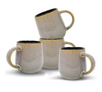 UNIQUE HOME LIVING Coffee Mug Set of 4, 420ml Reactive Glaze Stoneware Coffee Mugs for Hot Drinks, Cocoa Milk Latte Coffee Cups with Handle, Tea Mugs, Microwave and Dishwasher Safe - Grey