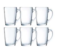 UNIQUE HOME LIVING Coffee Mug Set of 6, 320ml Clear Glass Coffee Mugs for Milk Hot Cocoa Latte Coffee Cups with Handle, Tea Mugs Set, Dishwasher Safe