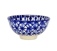UNIQUE HOME LIVING Dessert Bowl, 12cm Ice Cream Bowl, Blue Lattice Stoneware Serving Bowls for Ice Cream, Appetiser, Fruit, Salad, Pudding, Stackable Decorative Bowls