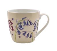 UNIQUE HOME LIVING Fine China Floral Coffee Mug, 450ml Watercolour Bluebells Design Tea Cup, Breakfast Mug Coffee Cup for Cappuccino, Latte, Espresso & Hot Chocolate, Microwave and Dishwasher Safe