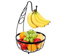 UNIQUE HOME LIVING Fruit Basket Rack Bowl with Banana Hook, Vegetable Storage with Banana Tree Holder for Kitchen Countertop Dining Table