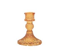 UNIQUE HOME LIVING Glass Candlestick Holder, Taper Candle Holders, Amber Crystal Glass Candle Holder for all Formal Events, Candlelight Dinner, Wedding, Dining, Party, Home Decoration