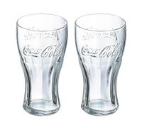 UNIQUE HOME LIVING Highball Drinking Tumbler Glasses Set of 2, 320ml Official Coca Cola Contour Glasses, Retro Highball Glass Coke Soda Water Gin Juice Cocktail Drinking Glassware, Dishwasher Safe