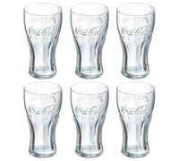 UNIQUE HOME LIVING Highball Drinking Tumbler Glasses Set of 6, 320ml Official Coca Cola Contour Glasses, Retro Highball Glass Coke Soda Water Gin Juice Cocktail Drinking Glassware, Dishwasher Safe
