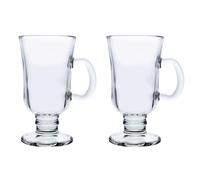 UNIQUE HOME LIVING Irish Coffee Glasses, Set of 2 Latte Glasses, 230ml Coffee Mugs with Handle, Footed Design for Ice Cream Latte Cappuccino Hot Drinks Chocolate Espresso Cocktails
