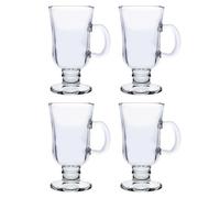 UNIQUE HOME LIVING Irish Coffee Glasses, Set of 4 Latte Glasses, 230ml Coffee Mugs with Handle, Footed Design for Ice Cream Latte Cappuccino Hot Drinks Chocolate Espresso Cocktails