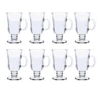 UNIQUE HOME LIVING Irish Coffee Glasses, Set of 8 Latte Glasses, 230ml Coffee Mugs with Handle, Footed Design for Ice Cream Latte Cappuccino Hot Drinks Chocolate Espresso Cocktails