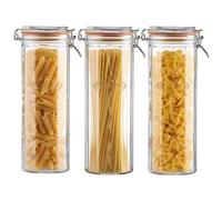 UNIQUE HOME LIVING Kilner 2.2L Glass Spaghetti Pasta Storage Jar with Lid Set of 3, Tall Airtight Food Storage Containers, Kitchen Pantry Glass Canisters Container for Pasta Noodles Flour Cereal