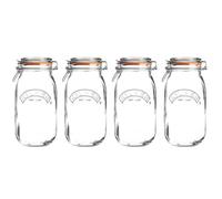 UNIQUE HOME LIVING Kilner Clip Top Jar Set, 2 Litre (2000ml) Airtight Glass Storage Jars for Preserving Fruits Vegetables Coffee Tea Rice Flour Nuts Pasta Kitchen Storage Canister Jars - 4PCS