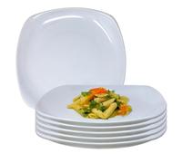 UNIQUE HOME LIVING Luna 6-Piece White Dinner Plate Set, 8.8 Inch Ceramic Side Plates Square Dessert Plates, Snack/Salad/Fruit/Side Plate 22.5cm Dinnerware, Microwave and Dishwasher Safe