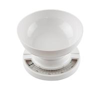 UNIQUE HOME LIVING Mechanical Kitchen Scale, Mini Analogue Food Scale, 2kg Capacity Cooking Baking Scale, Includes Dishwasher Safe Detachable Bowl, No Batteries, White, 17.5x12cm