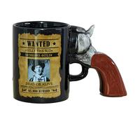 UNIQUE HOME LIVING Novelty Coffee Mug for Men, Ceramic Revolver Gun Coffee Cup, 3D Revolver Pistol Mugs, Cool Birthday Gift for Father, 470ml / 15oz (Black)