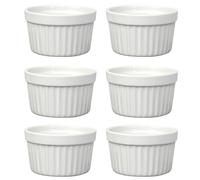 UNIQUE HOME LIVING Ramekins Set of 6, 5oz Ceramic Souffle Dishes for Creme Brulee, Muffin, Pudding, Small Baking Dishes for Air Fryer & Oven, Mini Bowl for Dips, Sauces, Snacks and Fruits - White