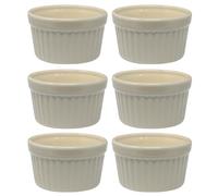 UNIQUE HOME LIVING Ramekins Set of 6, 7oz Ceramic Souffle Dishes for Creme Brulee, Muffin, Pudding, Small Baking Dishes for Air Fryer & Oven, Mini Bowl for Dips, Sauces, Snacks and Fruits - Beige