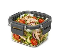 UNIQUE HOME LIVING Square Food Storage Container, Reusable 400ml Clear Plastic Airtight Food Tub with Secure Clip Lock Lid, Leak-Proof Storage Box for Fruit, Snacks, Dips and Meal Preparation