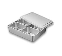 UNIQUE HOME LIVING Stainless Steel Seasoning Box, 4 Compartment Spice Container with Lid, Condiments Storage Box, Spice Jar Condiments Garnish Tray for Home Kitchen, Bars, Restaurants