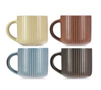 UNIQUE HOME LIVING Stoneware Coffee Mug Set of 4, 14oz Reactive Glaze Coffee Cups, Speckle Design Stoneware Mug Set for Milk Hot Cocoa Latte Tea Cups with Handle, Microwave and Dishwasher Safe, Soho