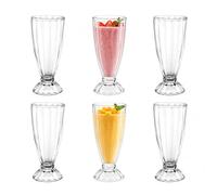 UNIQUE HOME LIVING Sundae Glasses Set of 6, Tall 350ml Knickerbocker Glory Dessert Glasses, Milkshake Soda Fountain Glass Dessert Cups with Footed Base, Ice Cream Bowls, Dishwasher Safe Glassware