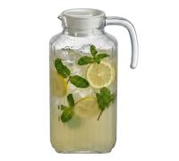 UNIQUE HOME LIVING Tall Glass Pitcher 1.8L with Handle and Plastic Lid, Ribbed Carafe for Water, Lemonade, Iced Tea & Juice, Serving Jug with Easy Pour Spout, Dishwasher Safe, Table & Fridge Storage